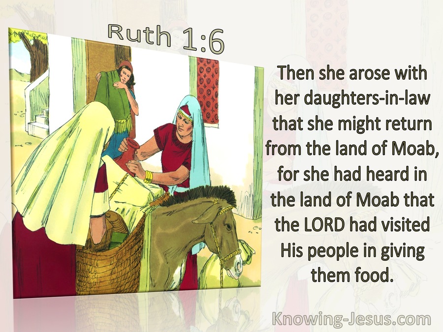 Ruth 1:6 Naomi Hear God Had Come To The Aid Of His People (green)